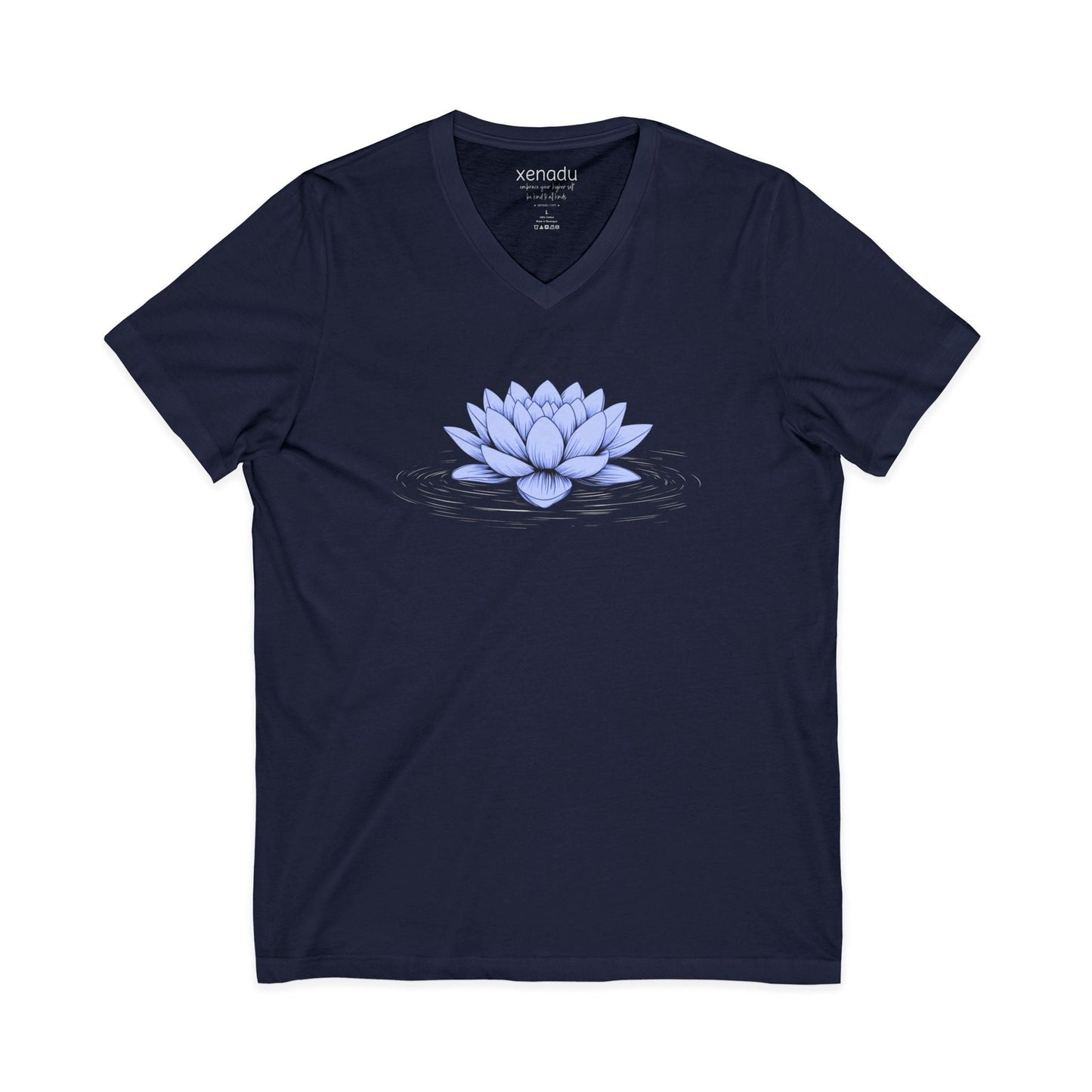 Floating Blue Lotus V-Neck Tee Navy V-neck