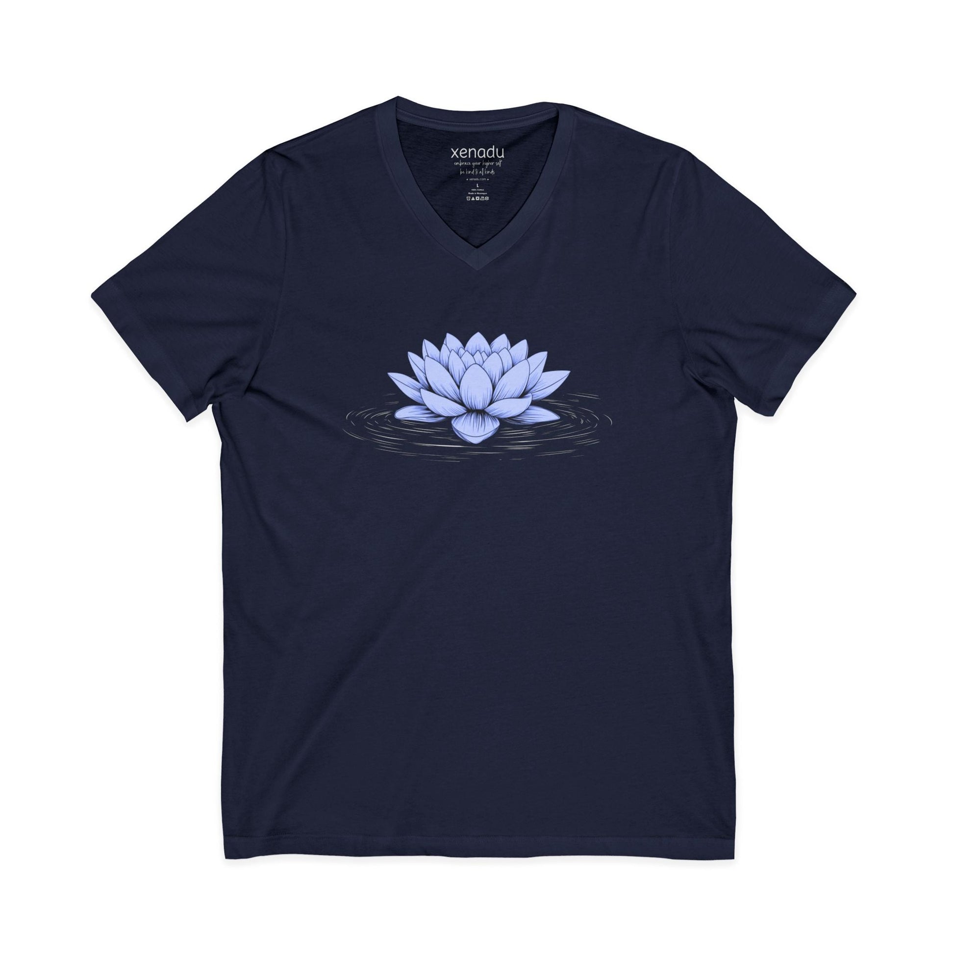 Floating Blue Lotus V-Neck Tee Navy V-neck