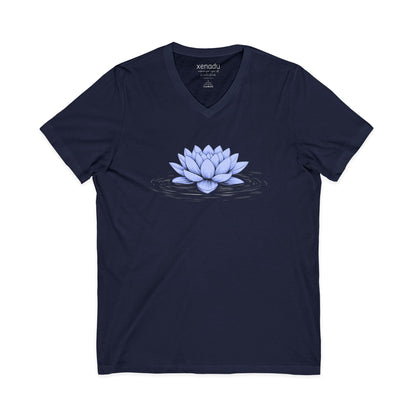 Floating Blue Lotus V-Neck Tee Navy V-neck