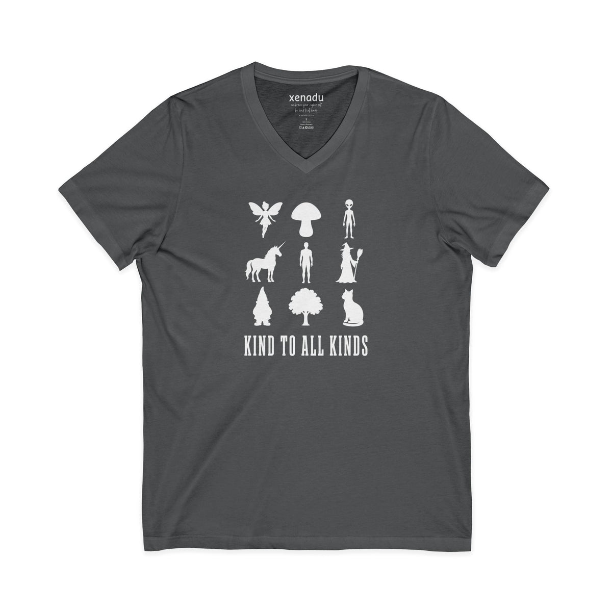 I'm Kind To All Kinds V-Neck Tee Asphalt