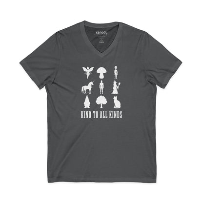 I'm Kind To All Kinds V-Neck Tee Asphalt