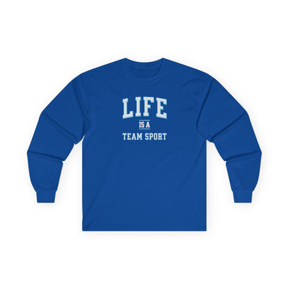Life is a Team Sport Long Sleeve Tee Royal Blue