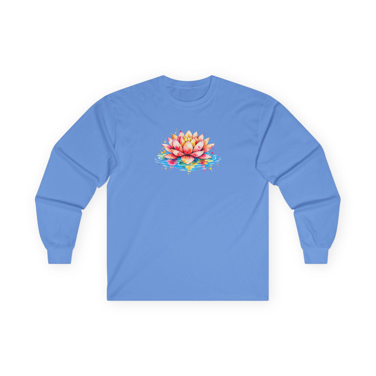 Watercolor Lotus Long Sleeve Tee Carolina Blue Long-sleeve