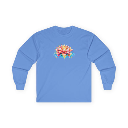 Watercolor Lotus Long Sleeve Tee Carolina Blue Long-sleeve