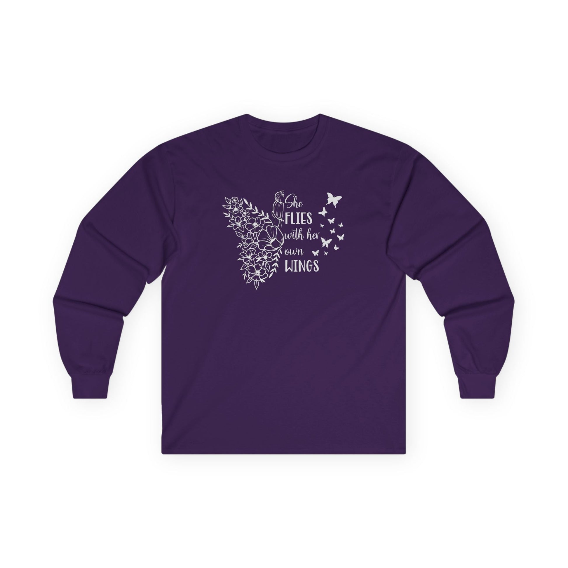 With Her Own Wings Long Sleeve Tee Purple Long-sleeve