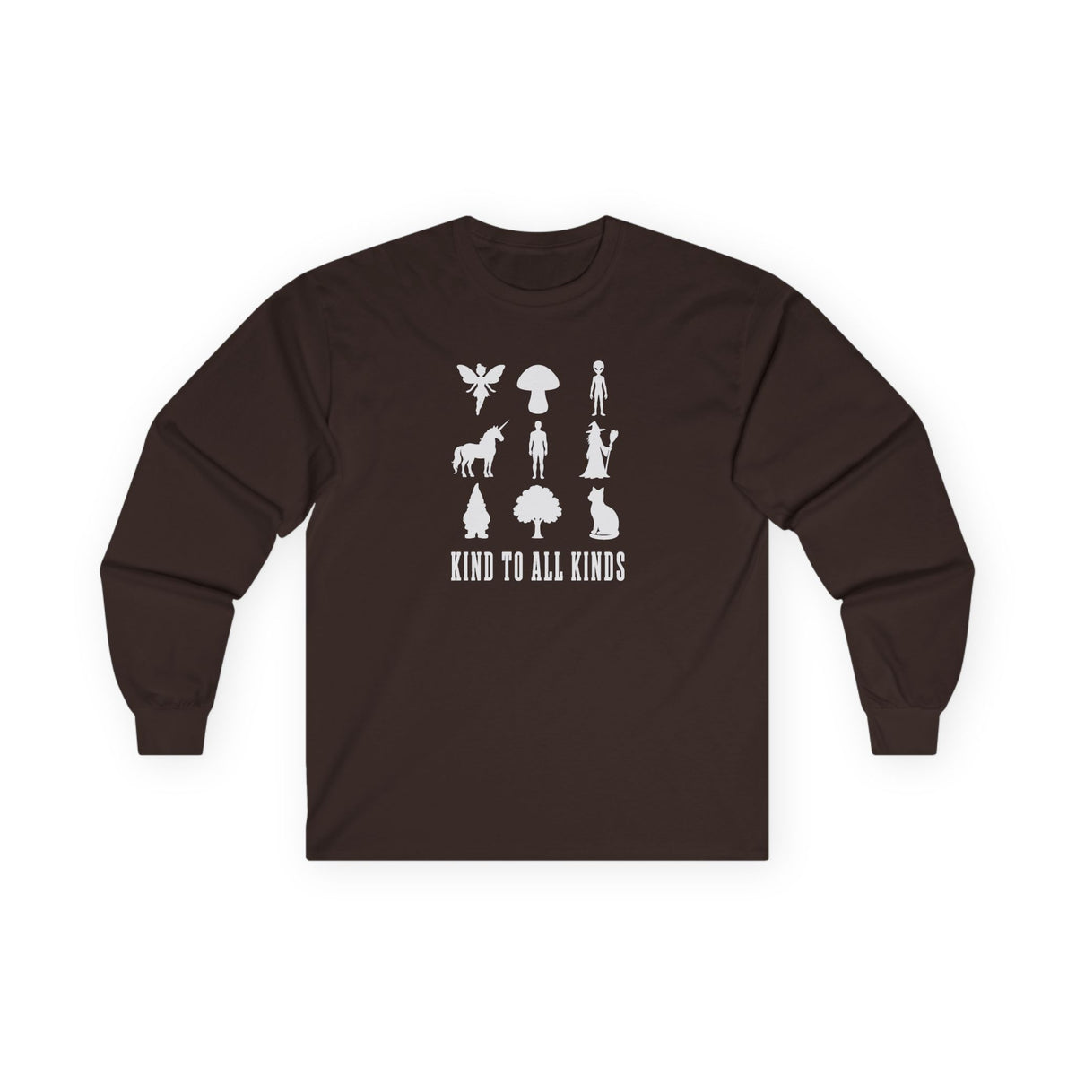 I'm Kind To All Kinds Long Sleeve Tee Dark Chocolate