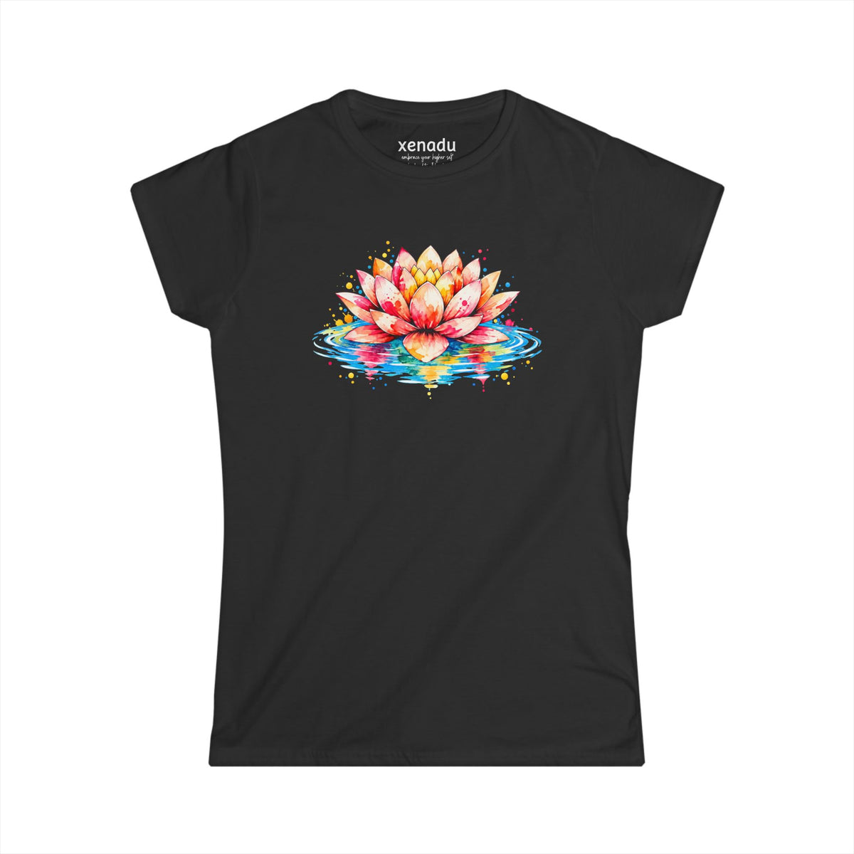 Watercolor Lotus Women's Tee Black T-Shirt