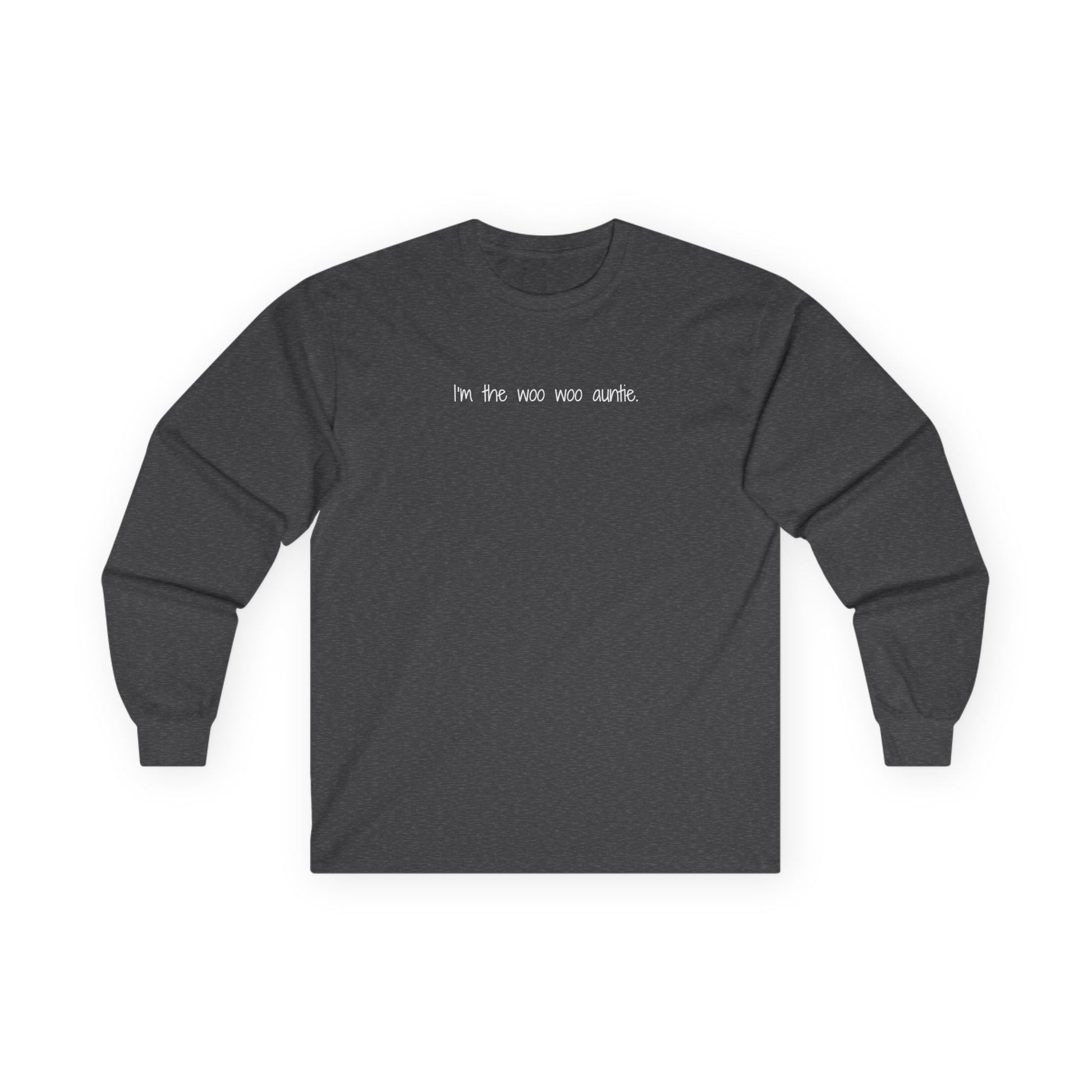 I'm the Woo Woo Auntie Long Sleeve Tee Dark Heather Grey Long-sleeve