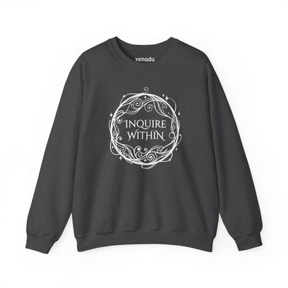 Inquire Within Sweatshirt Dark Heather Grey Sweatshirt