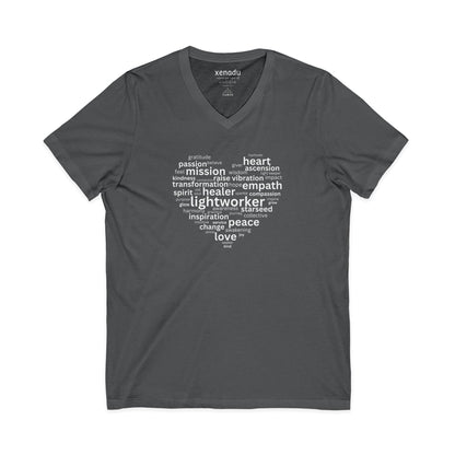 Heart of a Lightworker V-Neck Tee Asphalt V-neck