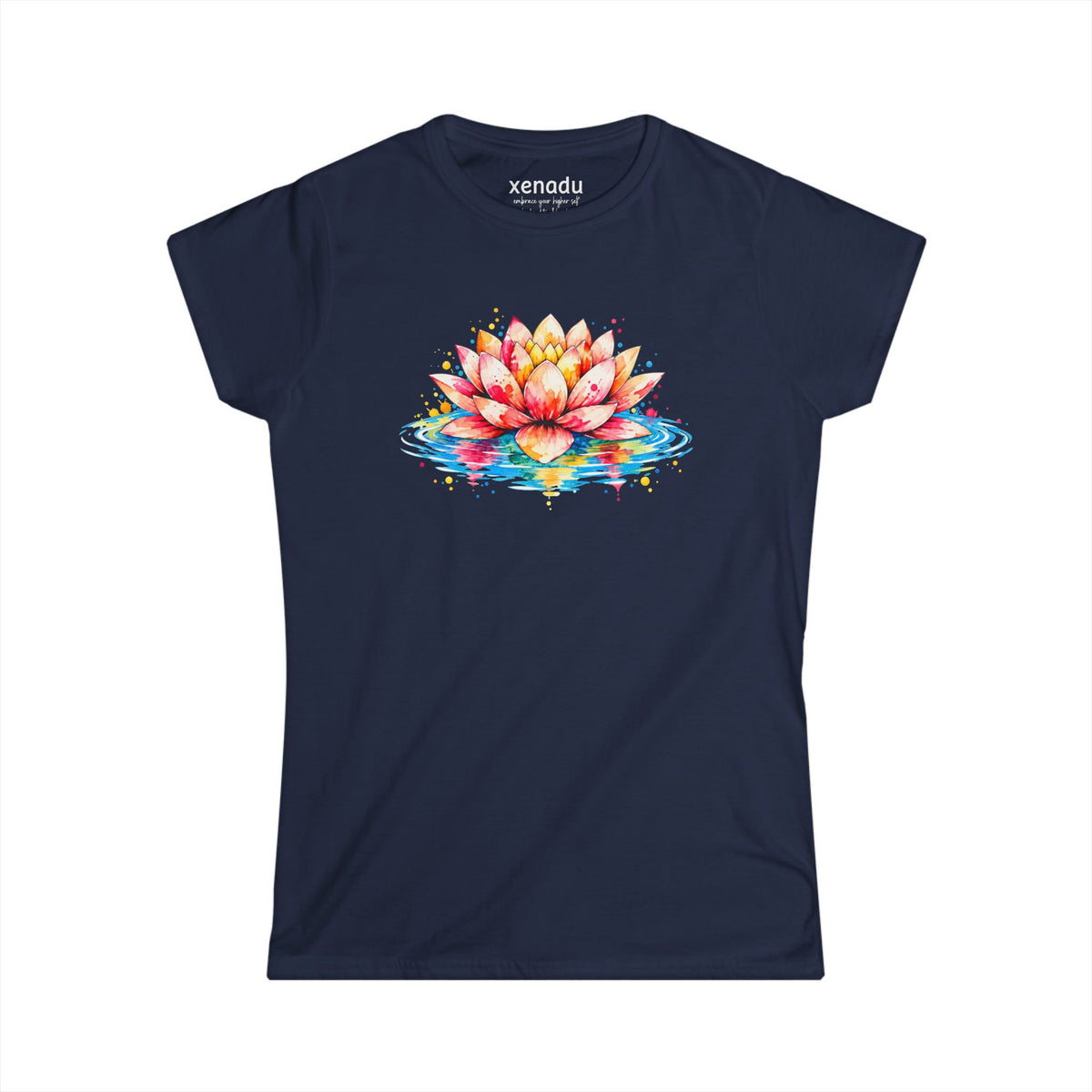 Watercolor Lotus Women's Tee Navy T-Shirt