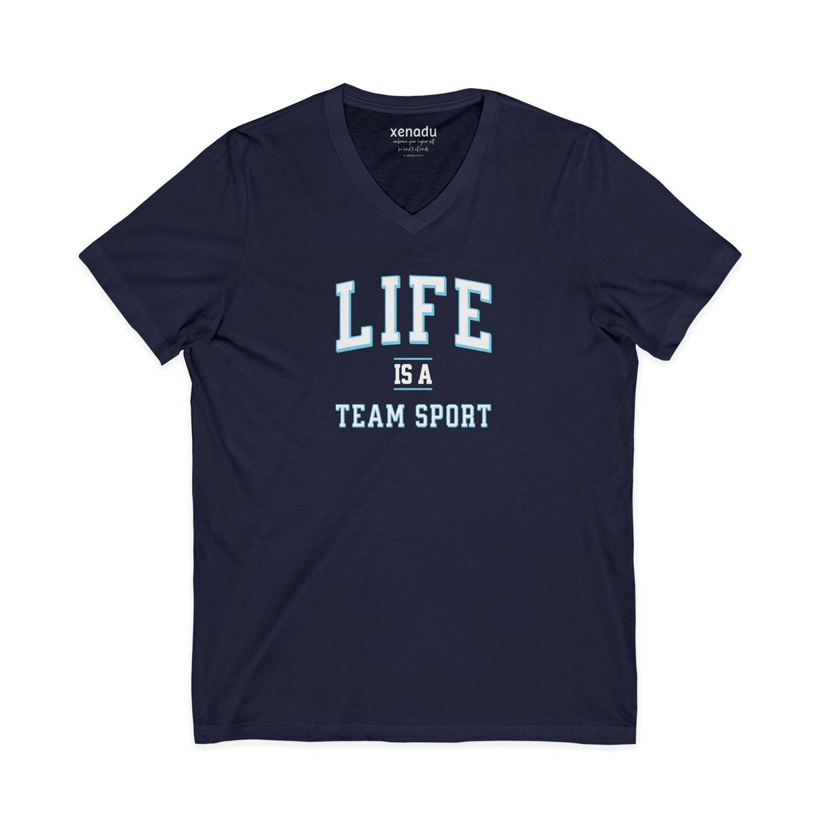 Life is a Team Sport V-Neck Tee Navy