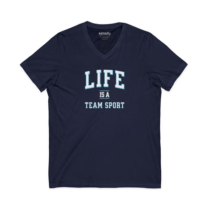Life is a Team Sport V-Neck Tee Navy