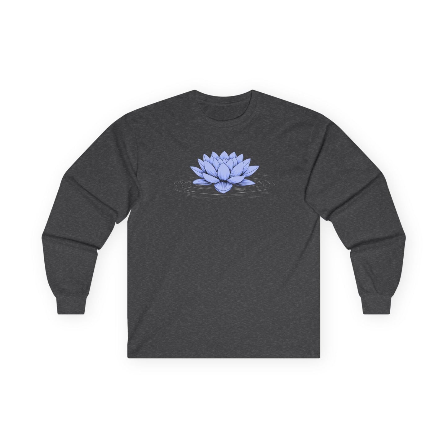 Floating Blue Lotus Long Sleeve Tee Dark Heather Grey Long-sleeve
