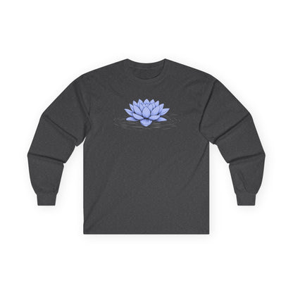 Floating Blue Lotus Long Sleeve Tee Dark Heather Grey Long-sleeve