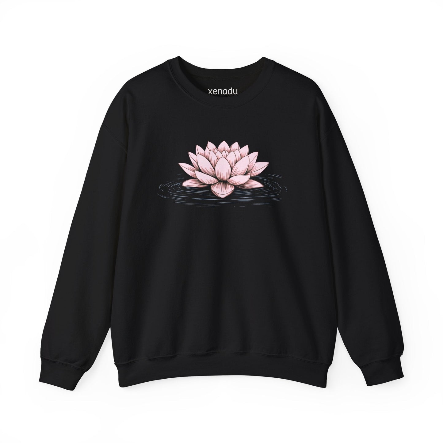 Pink Floating Lotus Sweatshirt Black Sweatshirt