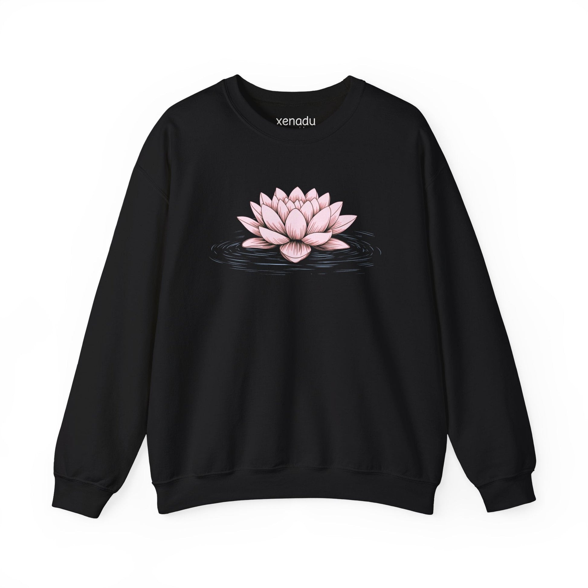 Pink Floating Lotus Sweatshirt Black Sweatshirt