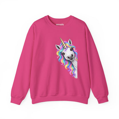 Peeking Unicorn Sweatshirt Heliconia Sweatshirt