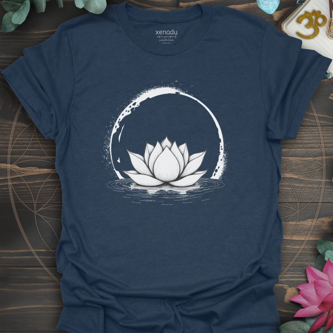 Moonlit Lotus Bloom Tee Heather Navy T-Shirt