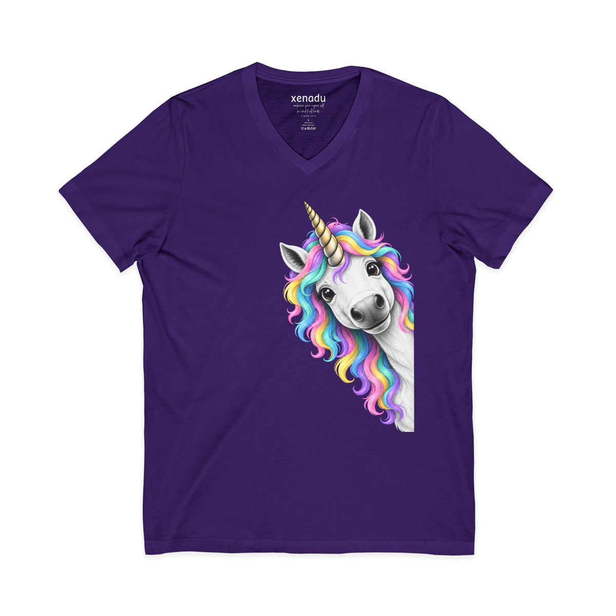 Peeking Unicorn V-Neck Tee Purple V-neck