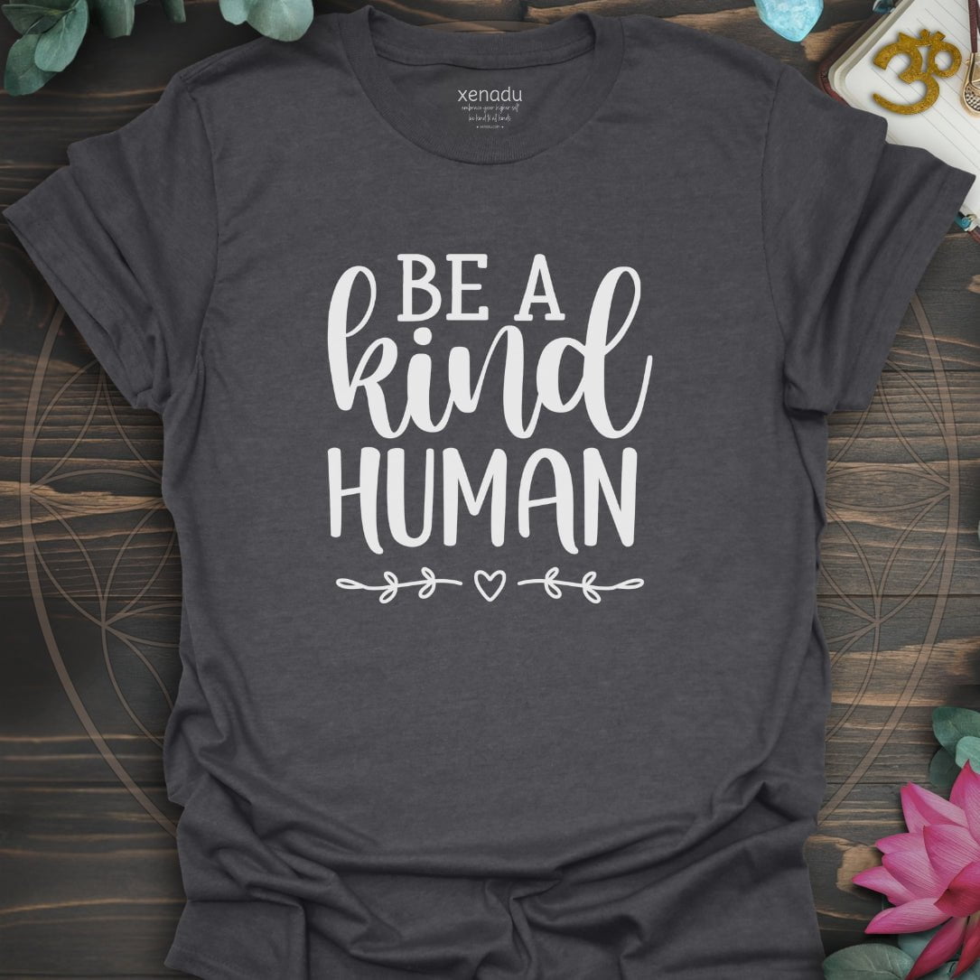 Be A Kind Human Tee Dark Heather Grey T-Shirt