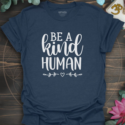 Be A Kind Human Tee Heather Navy T-Shirt