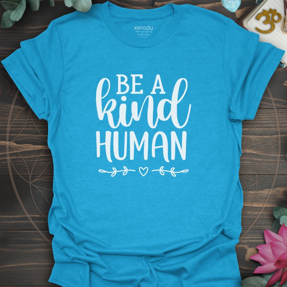 Be A Kind Human Tee Heather Sapphire T-Shirt