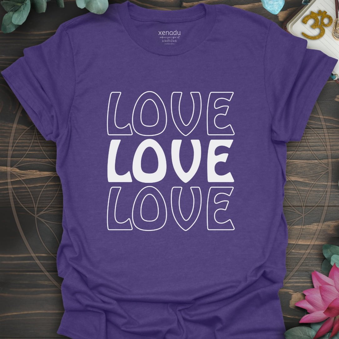 Love Love Love Tee Heather Purple T-Shirt