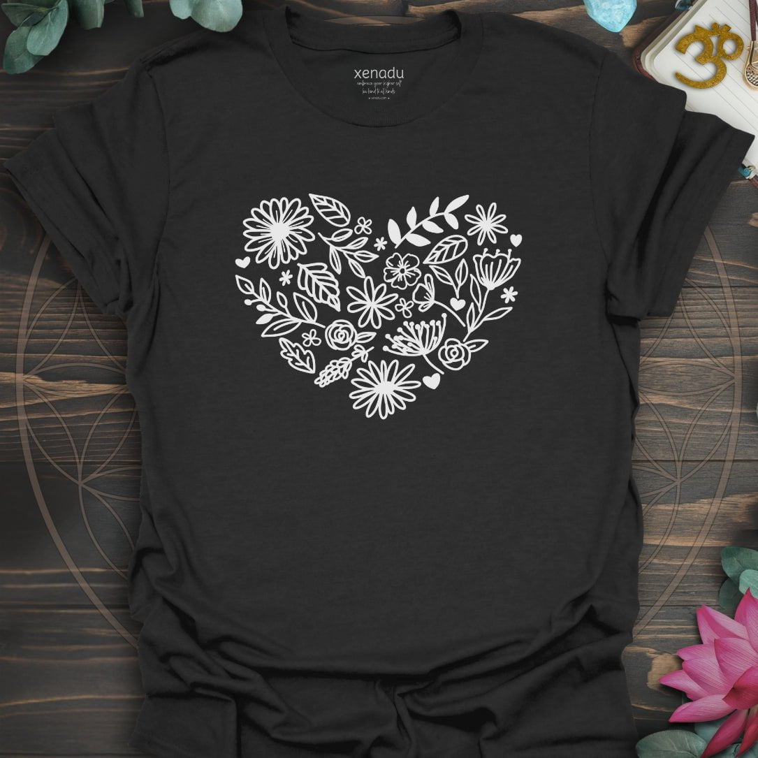 Floral Heart Tee Black T-Shirt