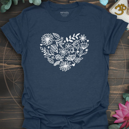 Floral Heart Tee Heather Navy T-Shirt