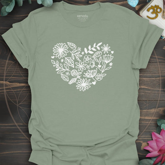 Floral Heart Tee Sage T-Shirt