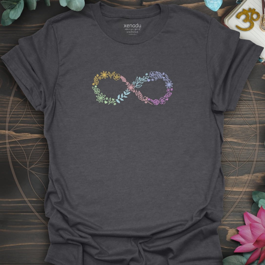 Floral Infinity Blooms Tee Dark Heather Grey T-Shirt