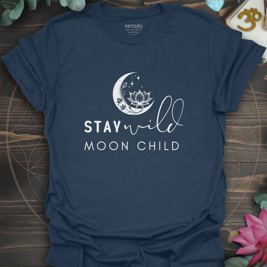 Stay Wild Moon Child Tee Heather Navy T-Shirt