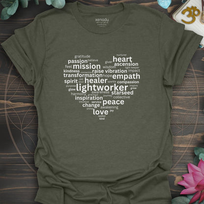 Heart of a Lightworker Tee Heather Military Green T-Shirt