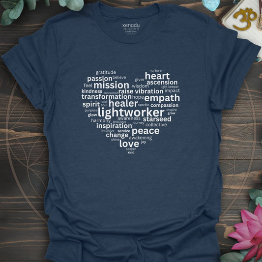 Heart of a Lightworker Tee Heather Navy T-Shirt