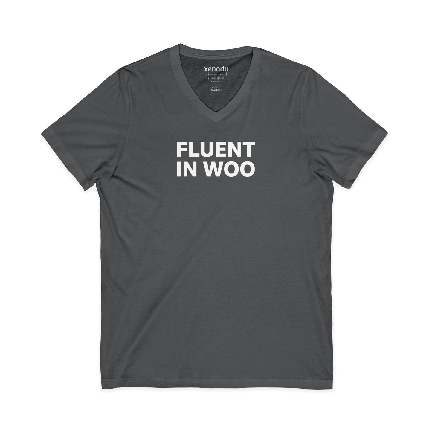 Fluent in Woo V-Neck Tee