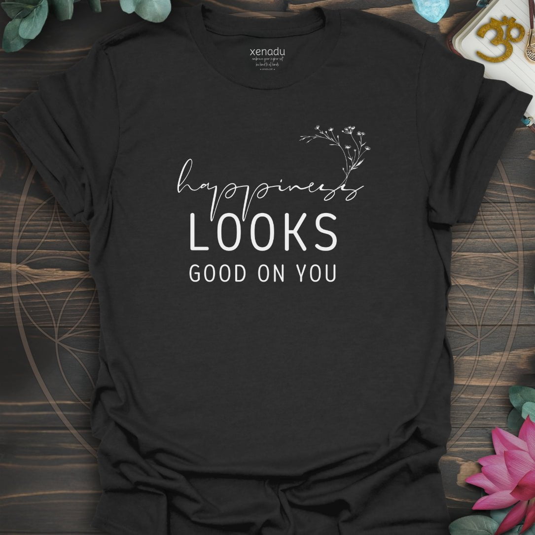 Happiness Looks Good Tee Black T-Shirt