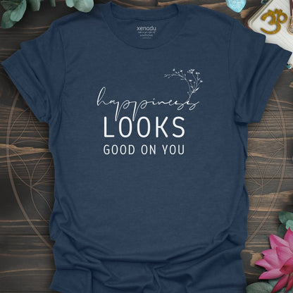 Happiness Looks Good Tee Heather Navy T-Shirt