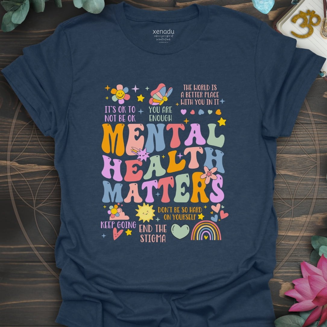 Mental Health Matters Tee Heather Navy T-Shirt