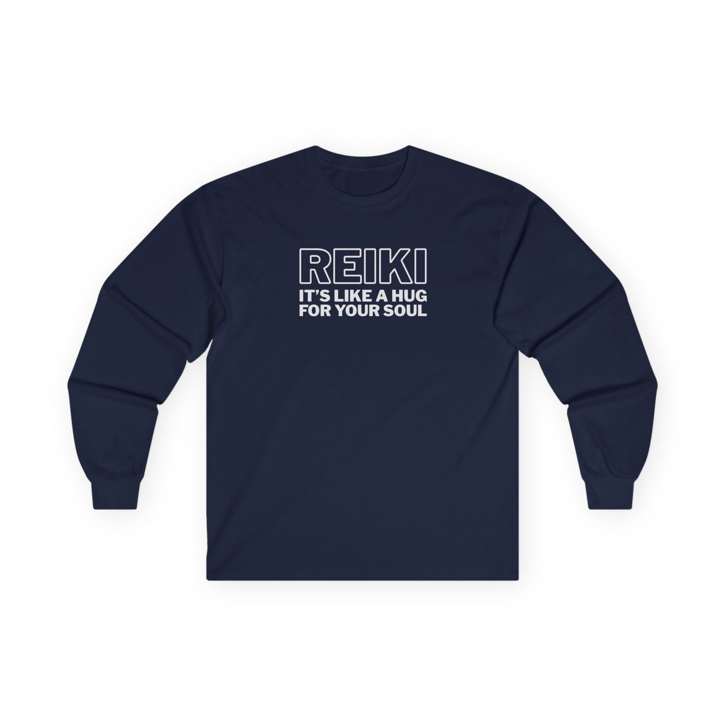 Reiki It's Like a Hug Long Sleeve Tee Navy Long-sleeve