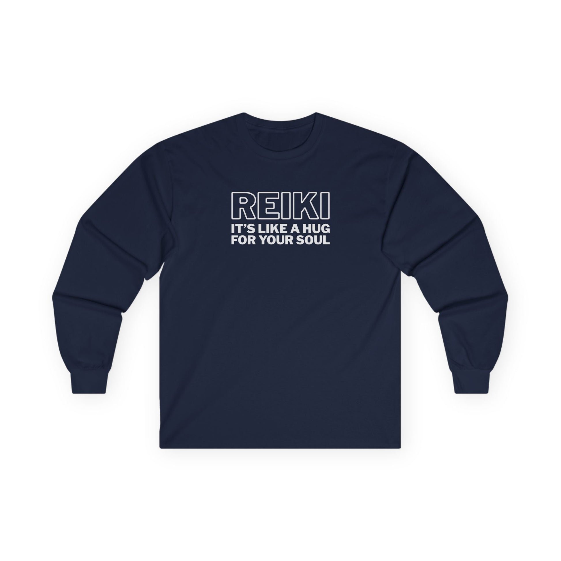 Reiki It's Like a Hug Long Sleeve Tee Navy Long-sleeve