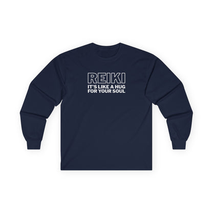 Reiki It's Like a Hug Long Sleeve Tee Navy Long-sleeve