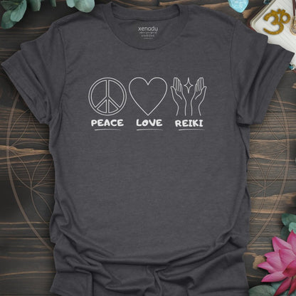 Peace Love Reiki Tee Dark Heather Grey T-Shirt