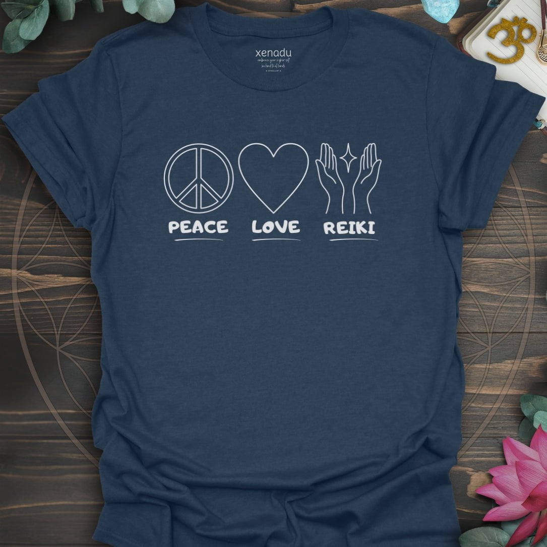 Peace Love Reiki Tee Heather Navy T-Shirt