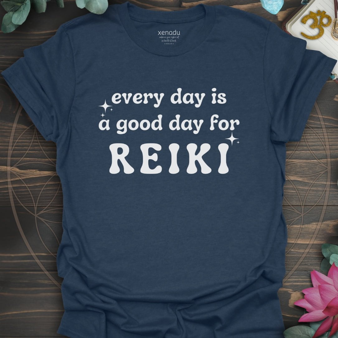 Every Day is For Reiki Tee Heather Navy T-Shirt