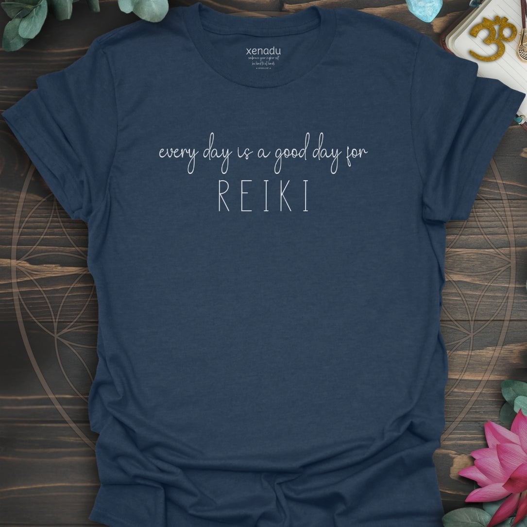 Reiki Every Day Tee Heather Navy T-Shirt
