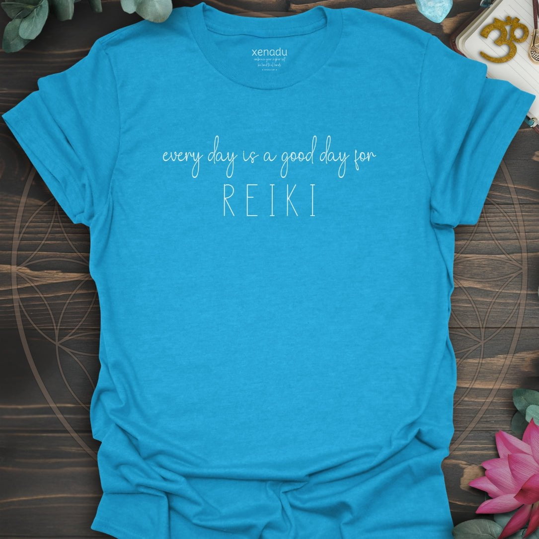 Reiki Every Day Tee Heather Sapphire T-Shirt