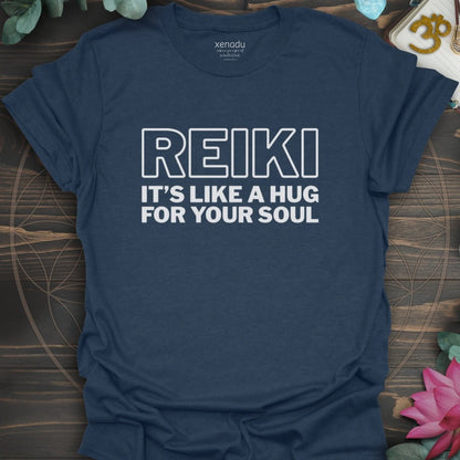 Reiki It's Like a Hug Tee Heather Navy T-Shirt