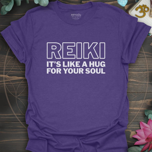 Reiki It's Like a Hug Tee Heather Purple T-Shirt