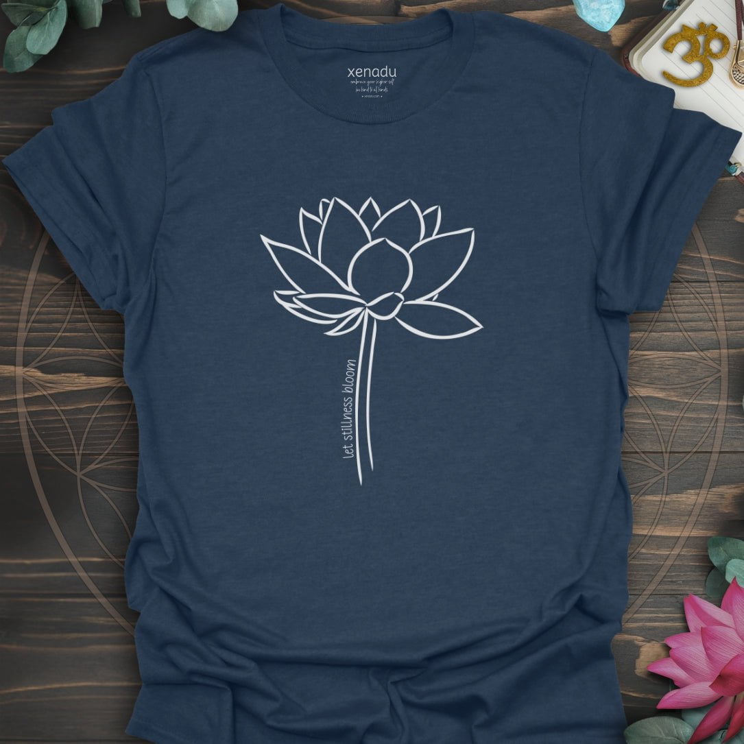 Let Stillness Bloom Tee Heather Navy T-Shirt